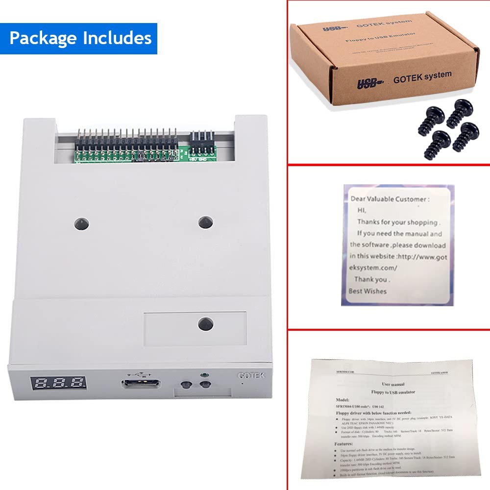 SFR1M44U100 3.5 Inch 1.44MB USB SSD Floppy Drive Emulator Grey