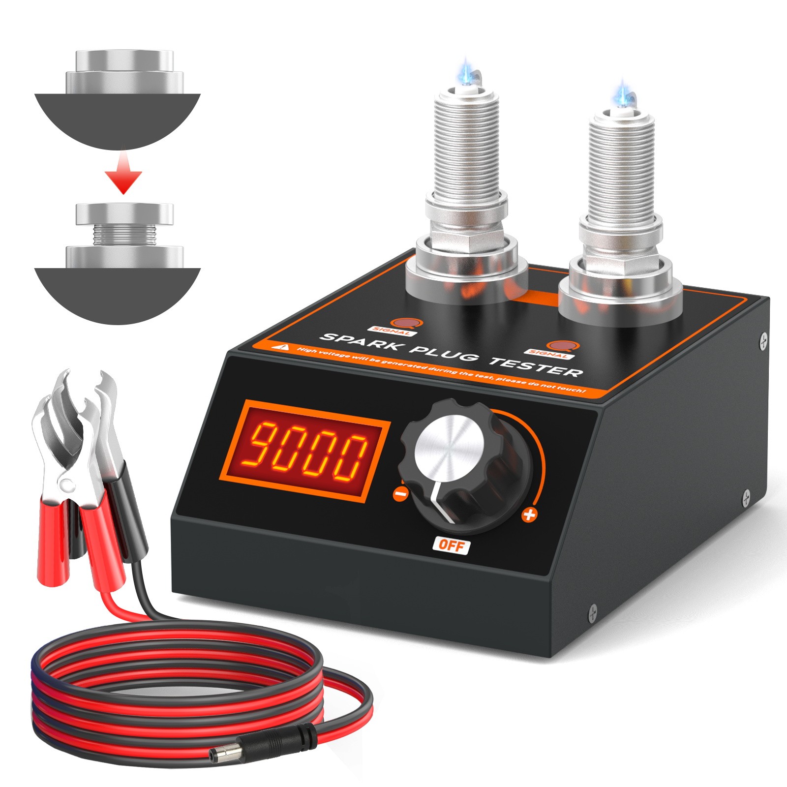 Spark Plug Tester Dual Adjustable Hole Automotive Ignition Analyzer 500-9000RMP