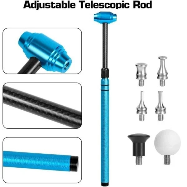 Retractable Car Dent Repair Tool Paintless Dent Tap Down Removal Hammer 6 Heads✅