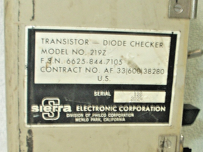 Vtg. *Sierra Electronic Co.* Transistor Diode Tester Model 219Z (Untested)