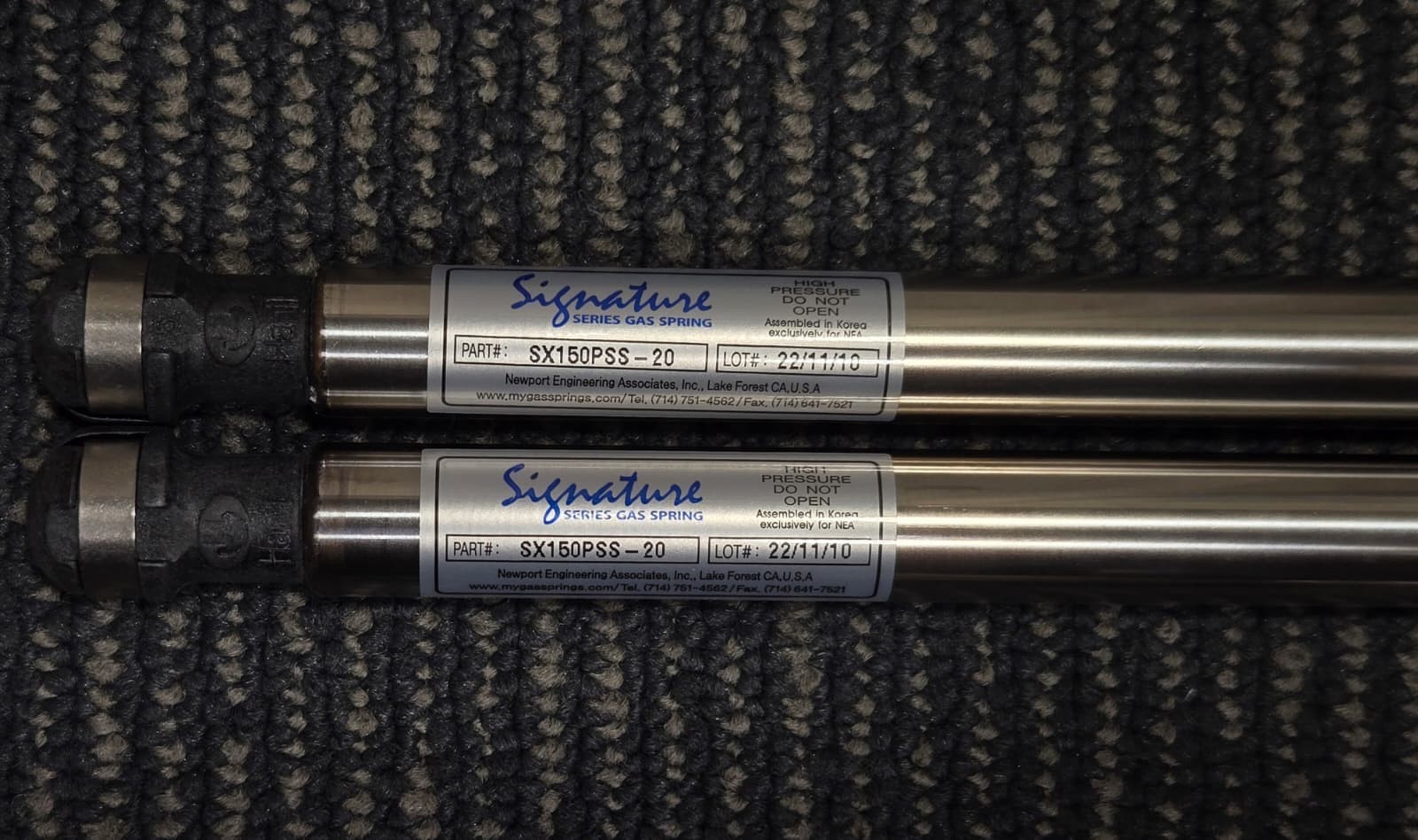 Lot Of 2 Newport Signature Series Gas Spring SX150PSS-20 Stainless Gas Strut