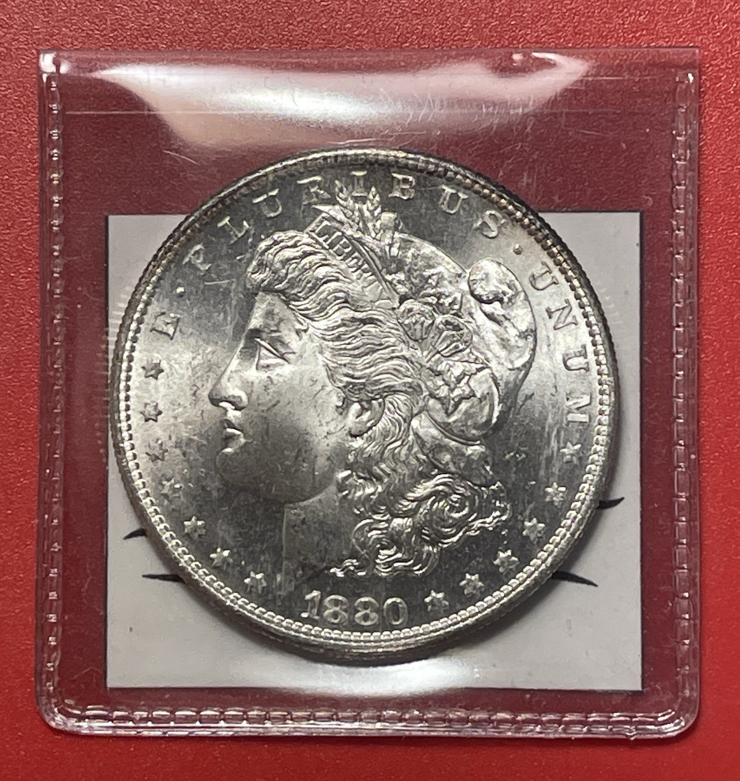 1880 S Morgan Silver Dollar, Choice Uncirculated.