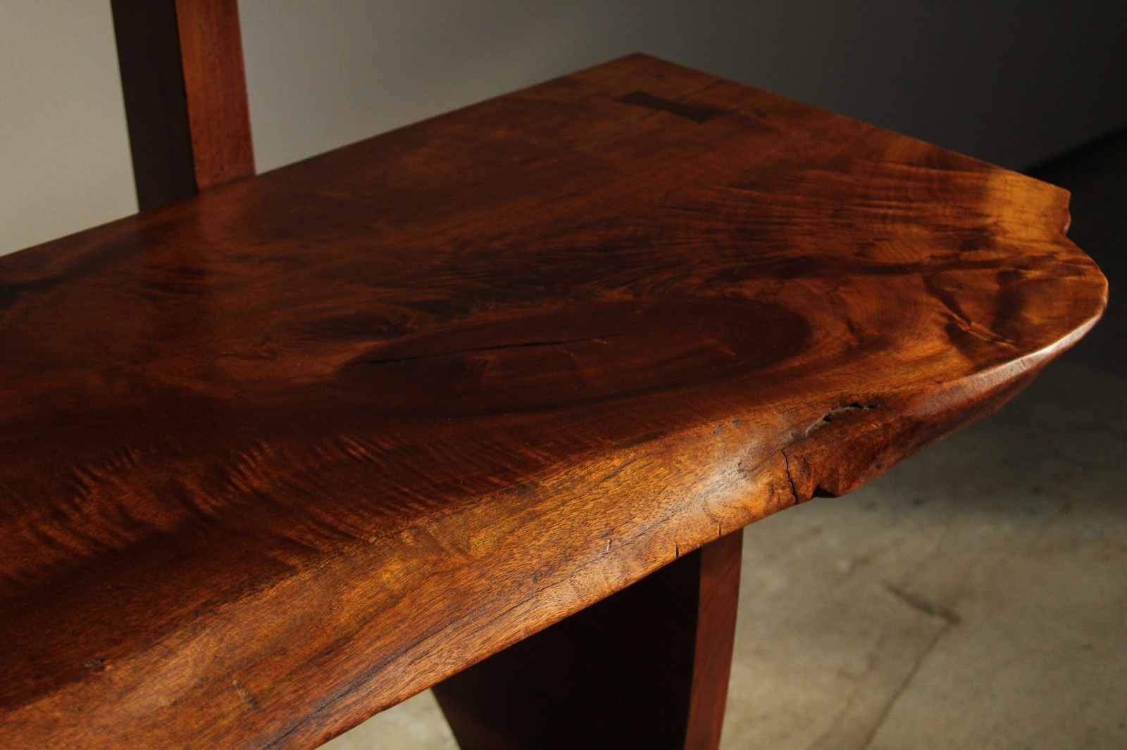 Studio Live-Edge Walnut Bench by Gino Russo, 1970s