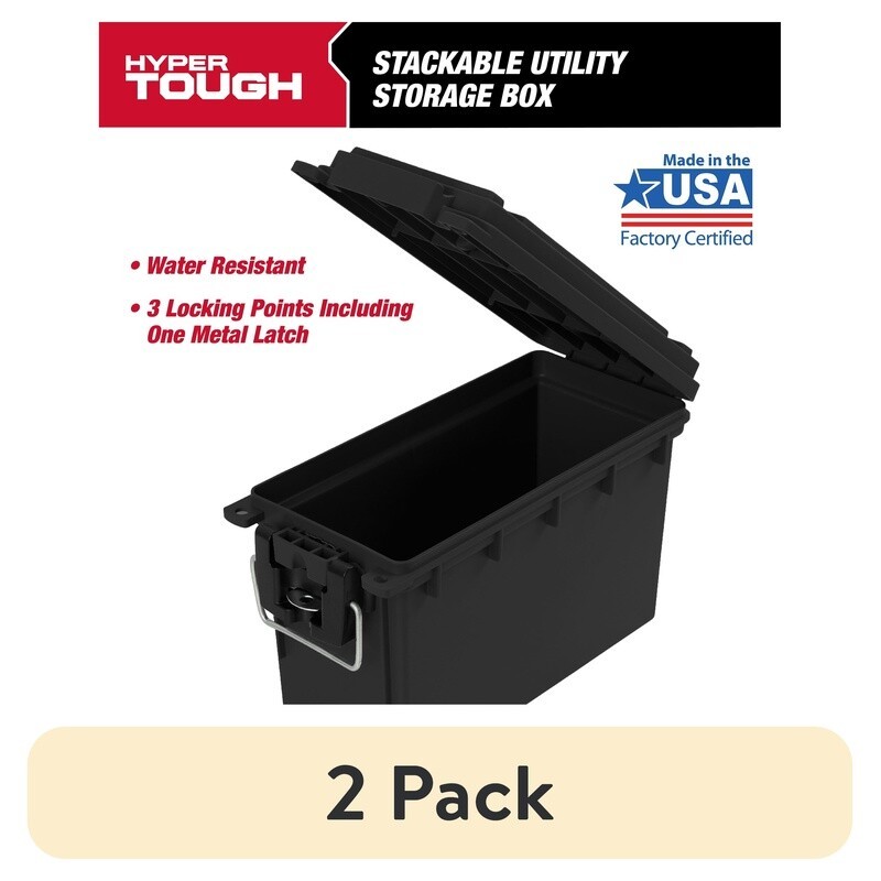 Locking Stacking Utility Box 2 Pack Storage Tool Box Waterproof Durable New