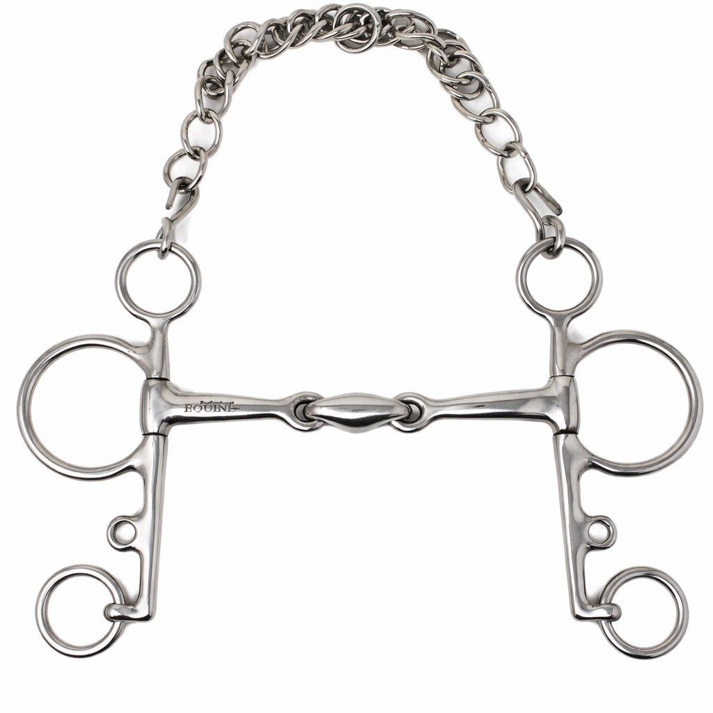 Stainless Steel Pelham 5" Double Jointed Lozenge Mouth Snaffle Bit w/ Curb