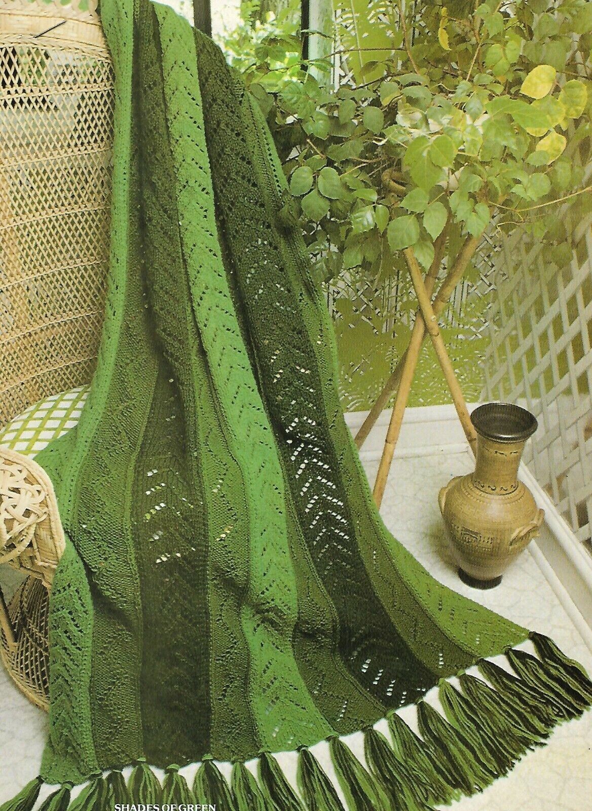 Shades of Green Afghan knitting PATTERN INSTRUCTIONS