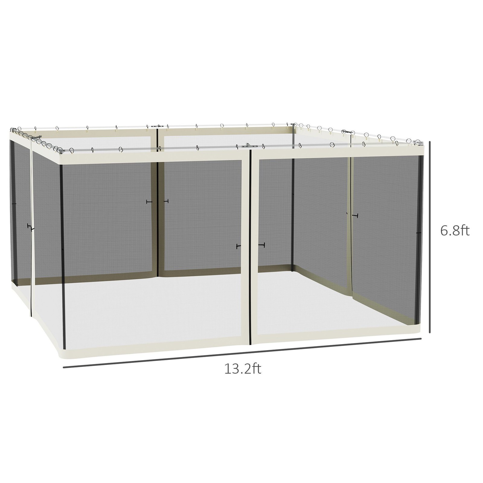 13.1' Square Gazebo Sidewalls – Black Mesh Net, Zip Closure, Polyester