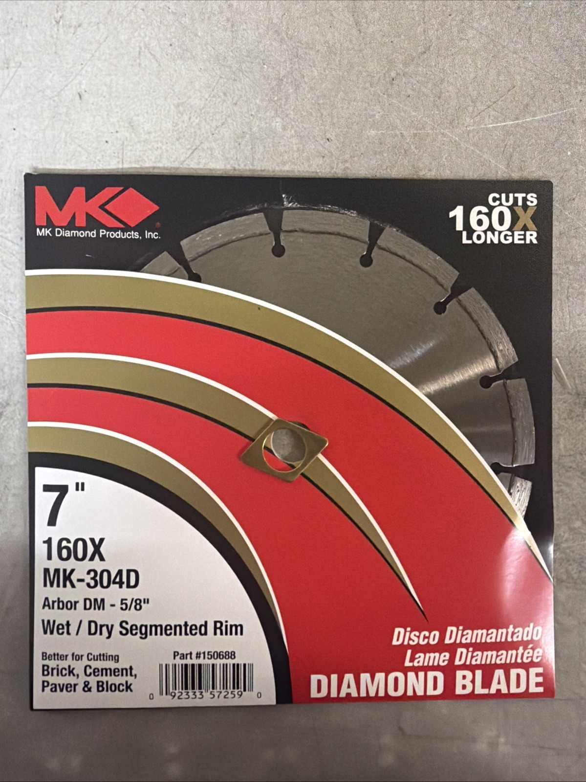 NEW MK Diamond Product Diamond Blade 7” 160X MK-304D PN: 150688