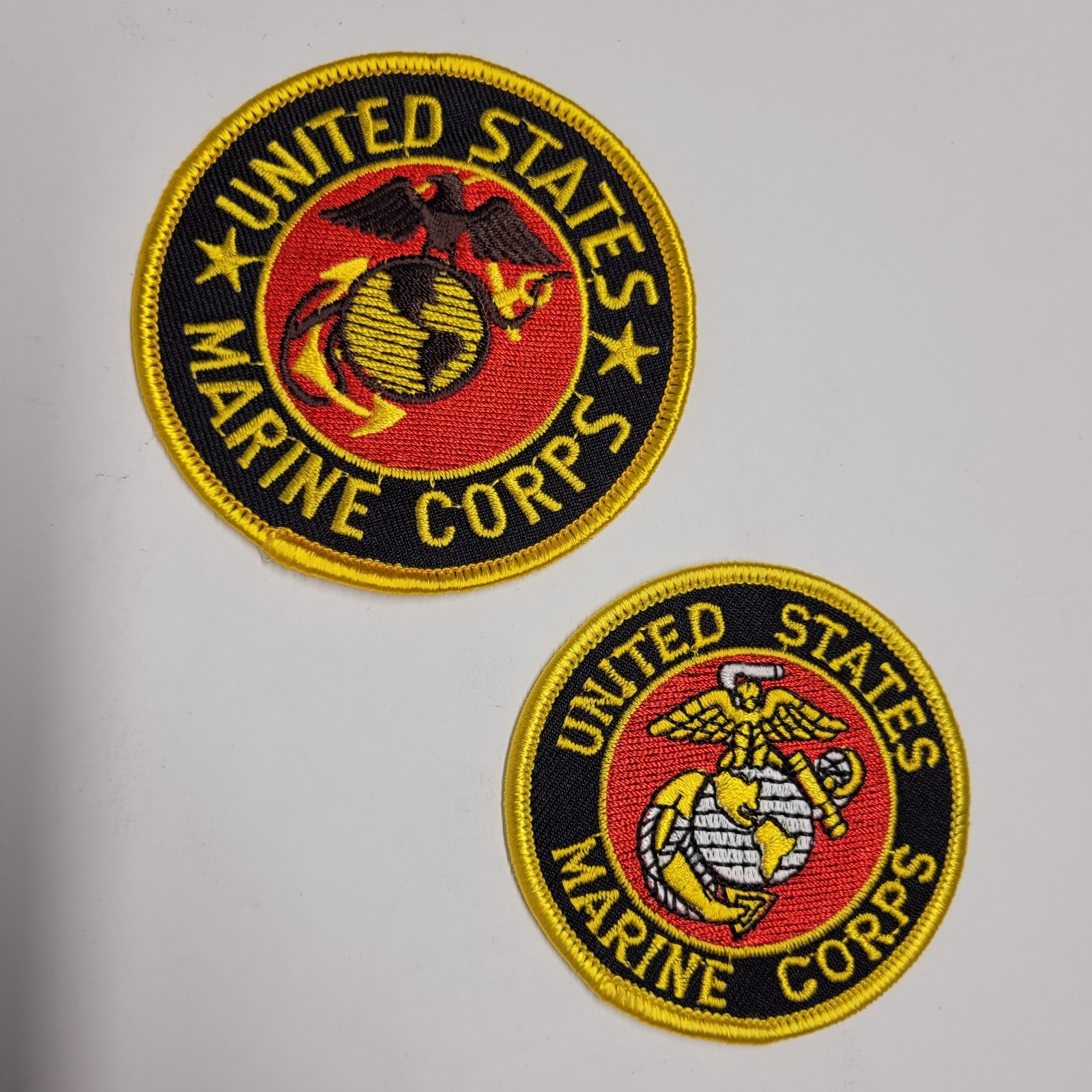 2 USMC Embroidered Patches 3" & 2.5" NEW
