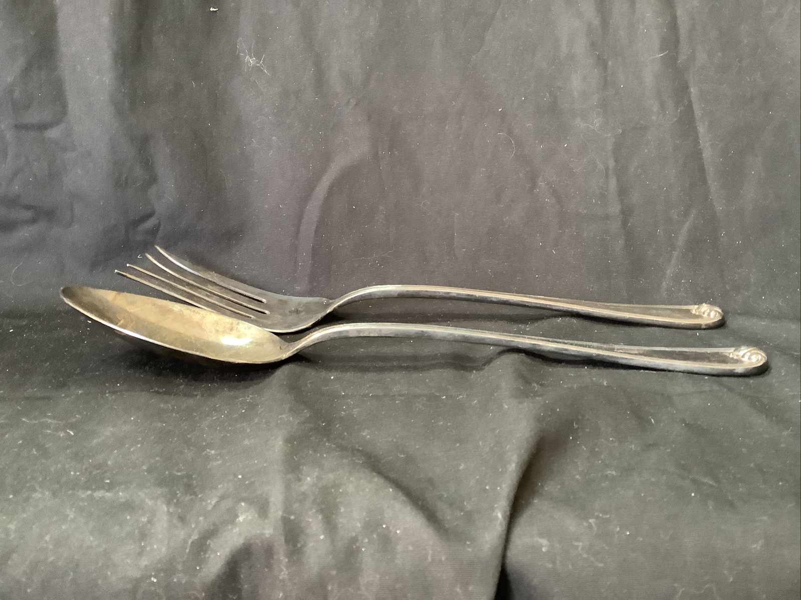 Vtg. Gorham Heritage Silver-Plated, Serving Spoon & Cold Meat Fork, Italy