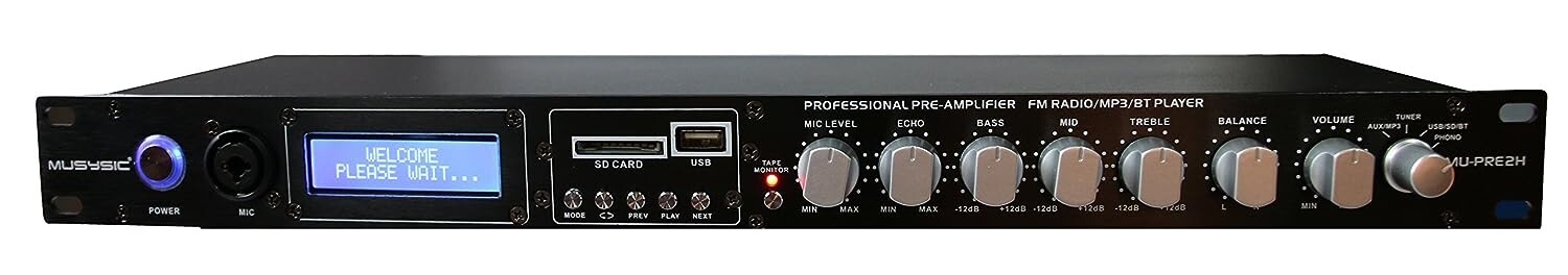 MUSYSIC Professional Audio Sound Processor Preamp Pre-Amplifier USB/SD/Bluetooth