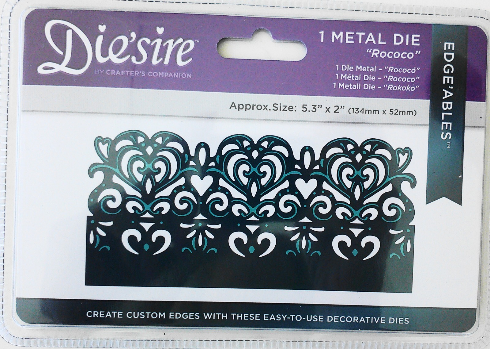 Crafters Companion Die'sire Rococo Metal 1 Die 5.3"x2" Sealed