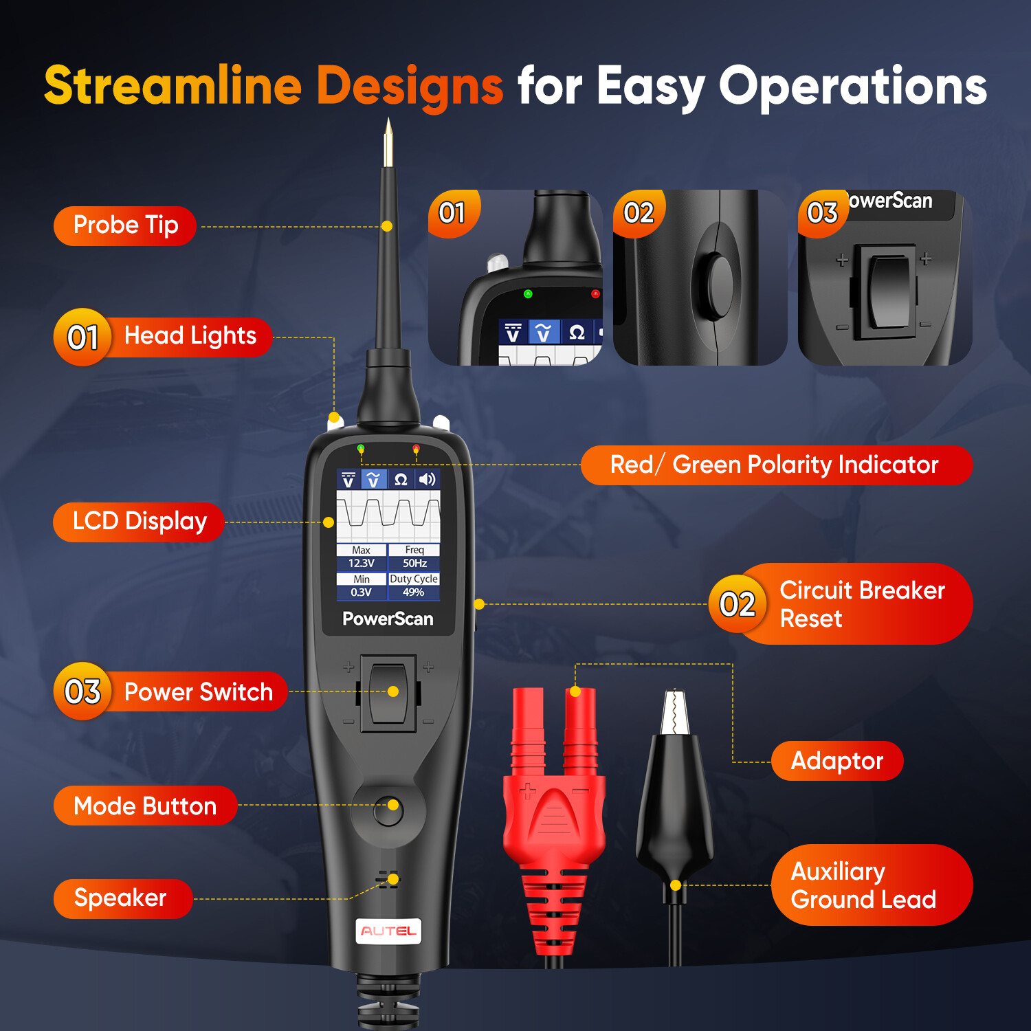 2025 Autel Powerscan PS100 Automotive Electrical Circuit System Diagnosis Tool