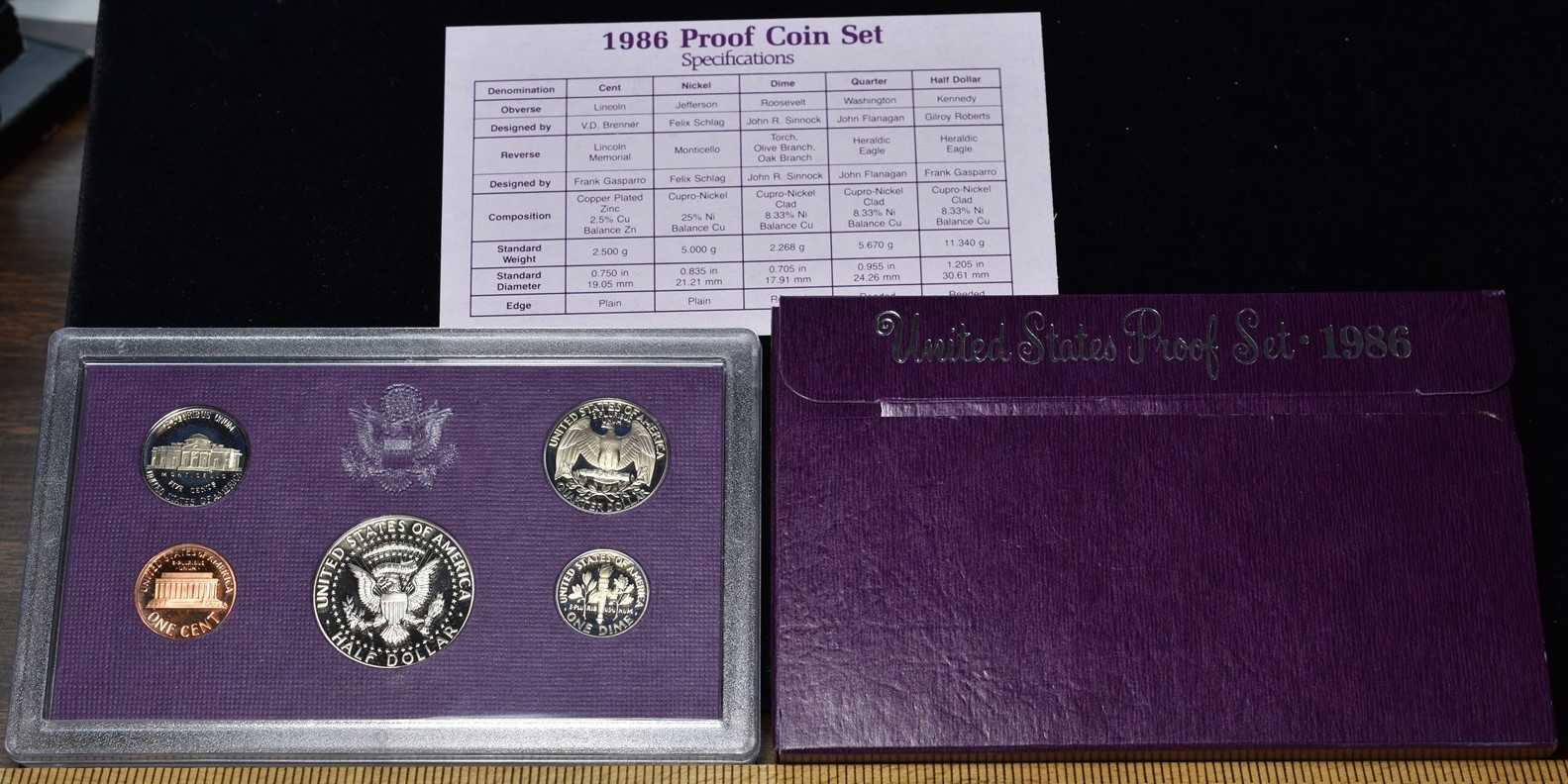 1986-S U.S. Mint Proof Set 5 Coins - Pristine Hand Picked Set