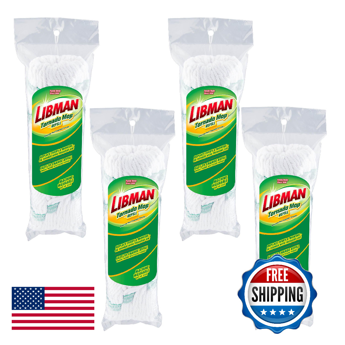 Libman Tornado Mop Refills | Self Wringing Cotton Mop Head | Twist Mop