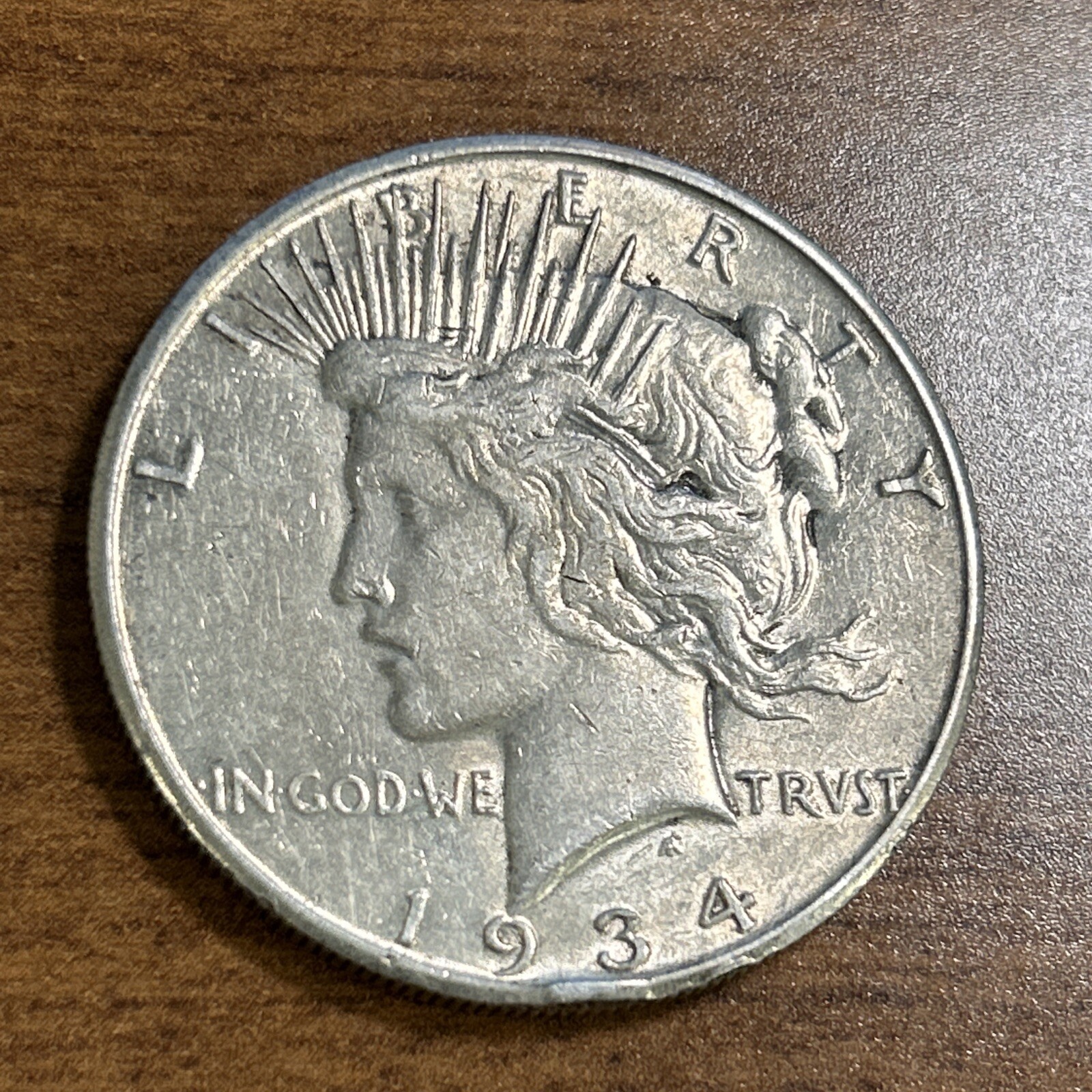 1934-S $1 Peace Silver Dollar AU details - Rim Bumps