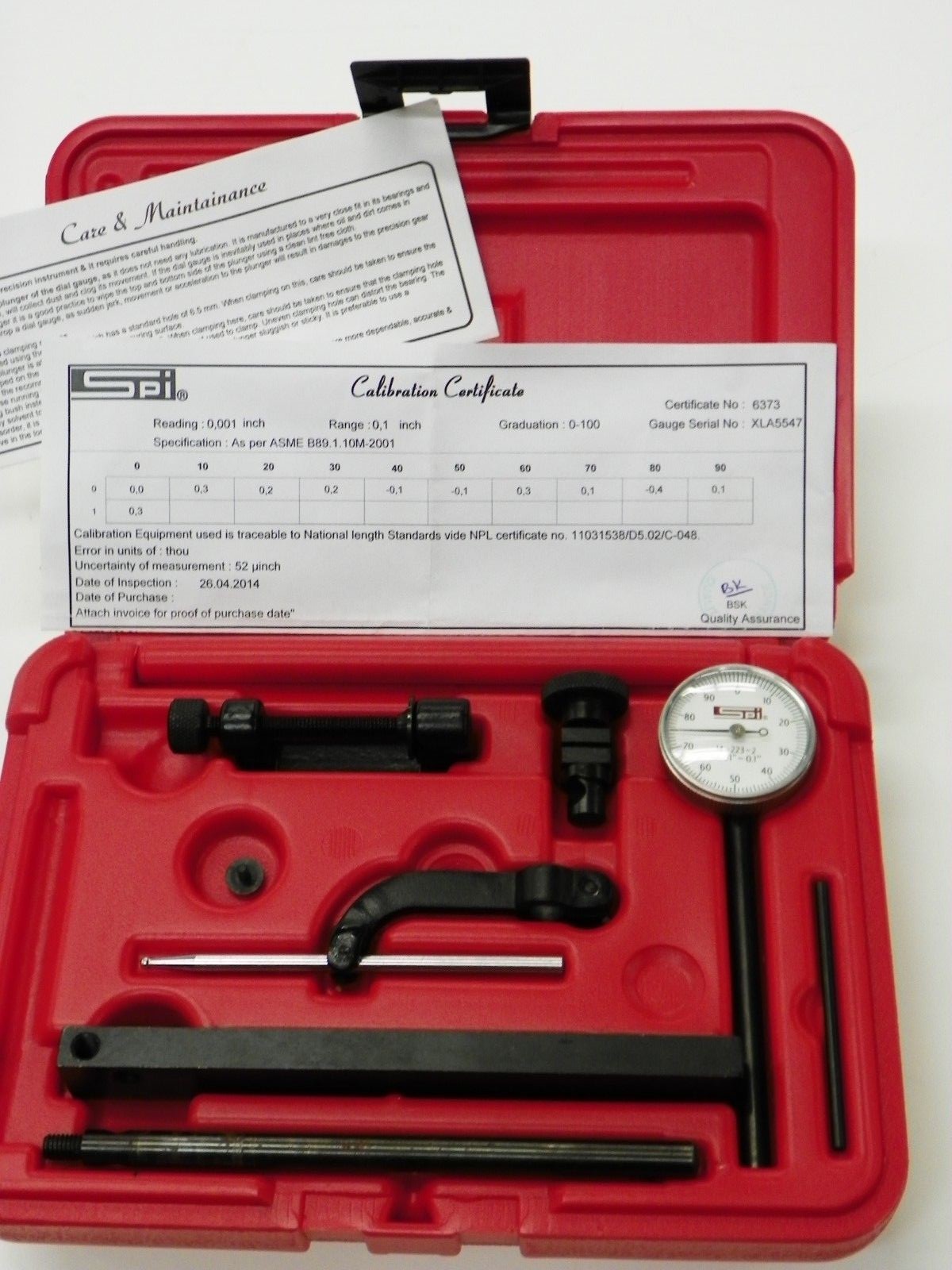 SPI, #14-227-3, BACK PLUNGER DIAL INDICATOR SET L020