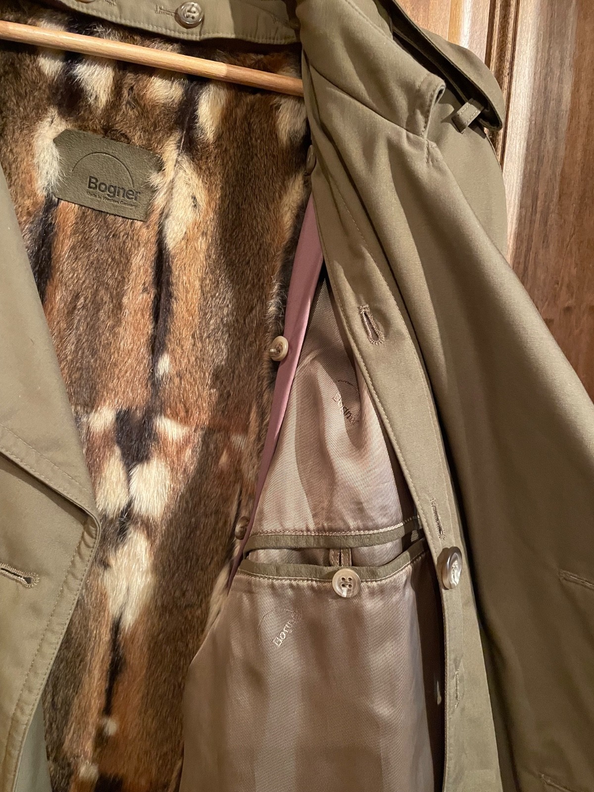 Bogner trench coat with fur lining