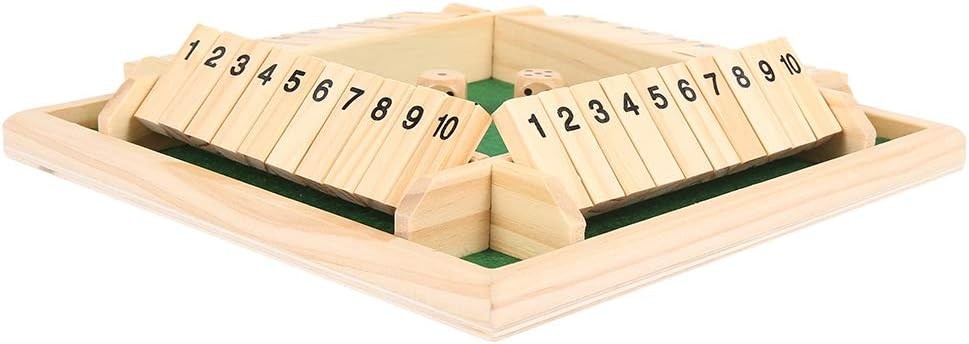 Wooden Dice Board Game Shut The Box for 4 Players Flaps & Dices Game **/-