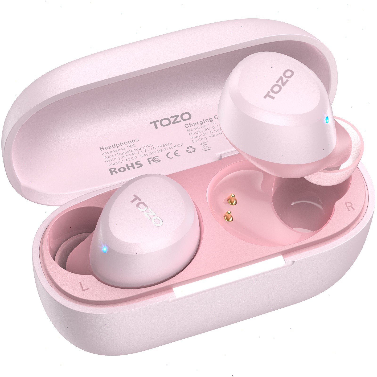 TOZO A1 New Version Wireless Earbuds Bluetooth In-Ear Headphones, Pink (Renewed)