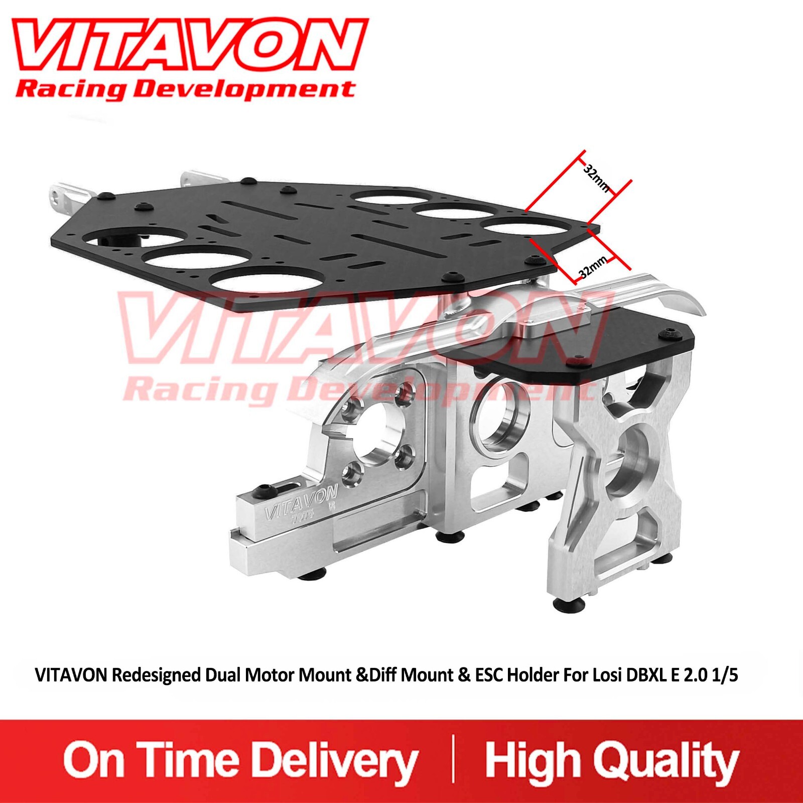 Vitavon Redesigned Dual Motor Mount &Diff Mount & ESC Holder For Losi DBXL E 2.0