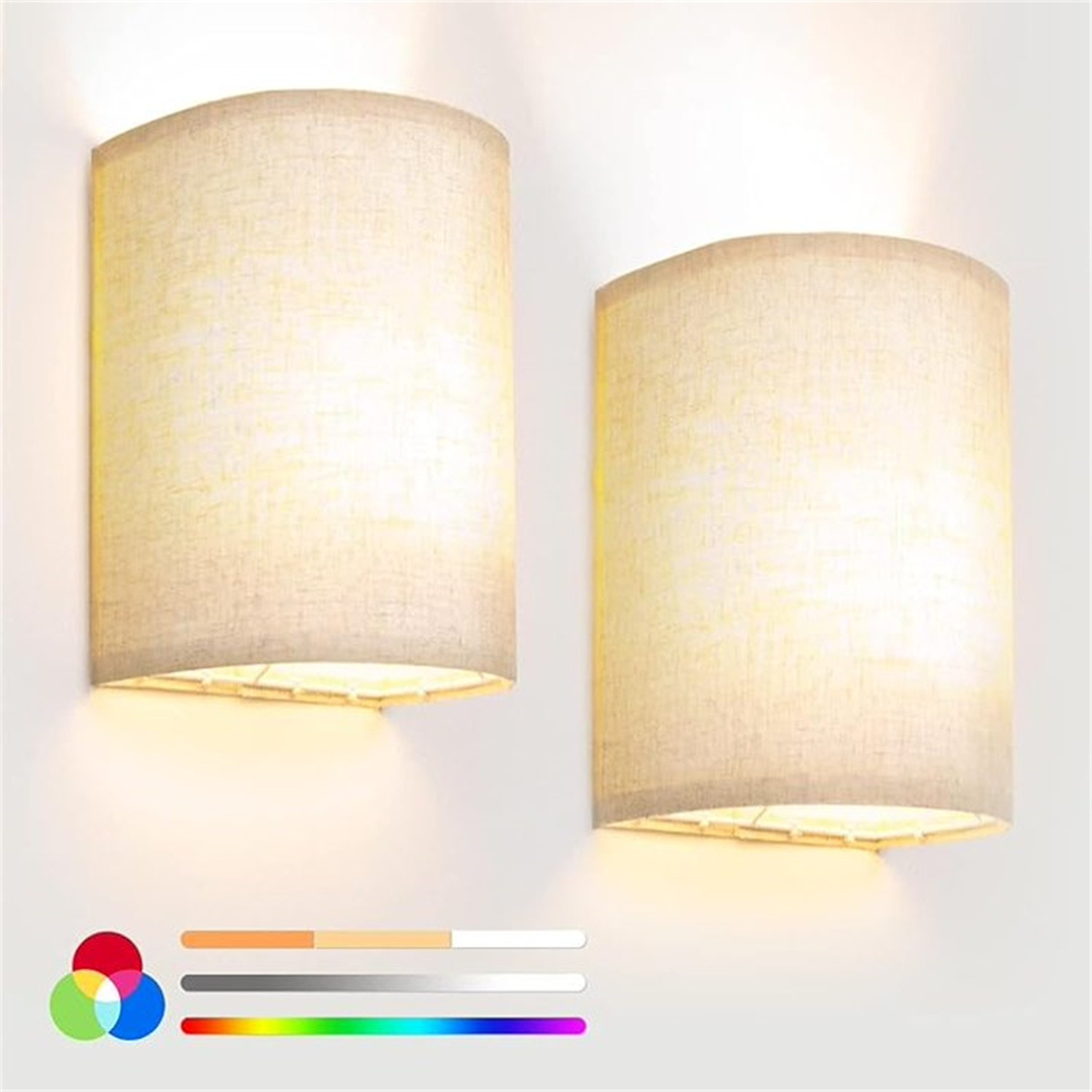 Dexnump Battery Operated Wall Sconce Set of 2, 18 RGB Colors Dimmable Wireles
