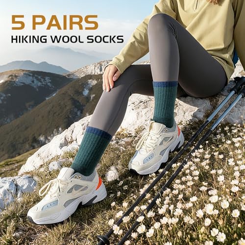 Clothirily Wool Socks for Women, Thermal Warm Womens Multicolor A, 5 Pairs