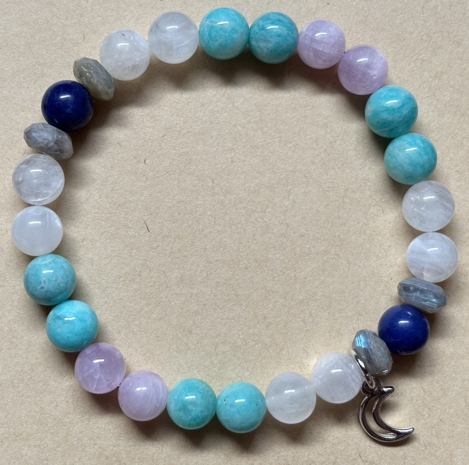 Gemstone Bracelet – Moonstone, Amazonite, Kunzite, Sodalite, & Labradorite