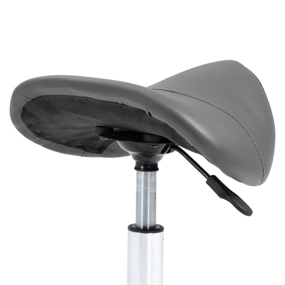 Rolling Saddle Stool PU Leather Hydraulic Swivel SpaStool Height Adjustable Grey