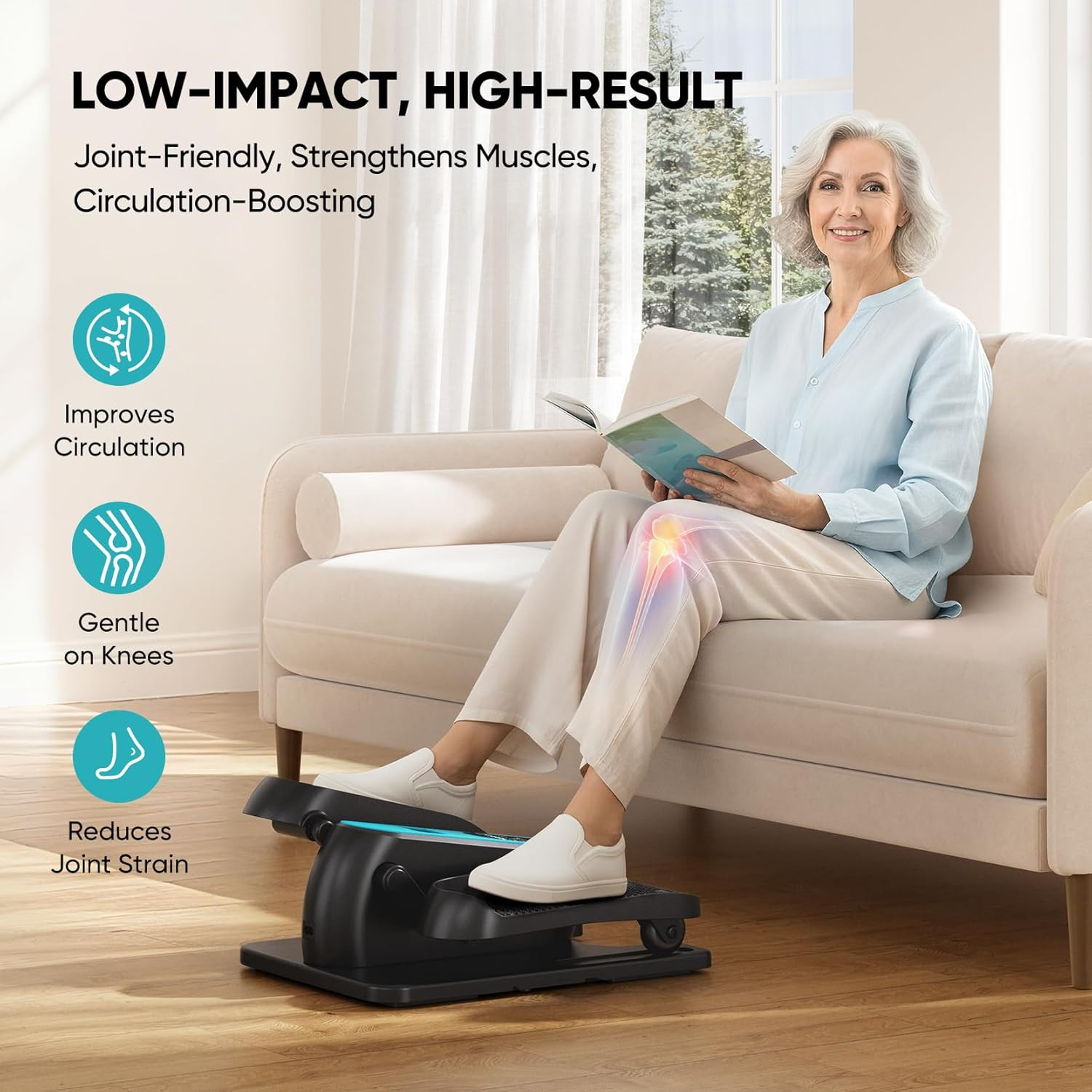 under Desk Elliptical Machine, Electric Elliptical Leg Exerciser for Seniors, Qu