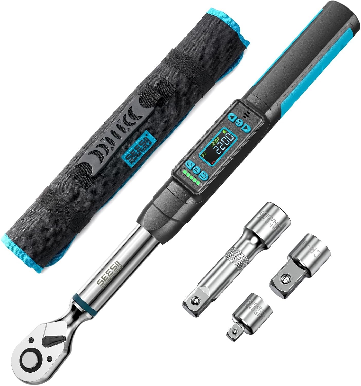 SEESII Digital Torque Wrench Adjustable Torque Wrench 1/2" 0–220 N·m/0–162 ft-lb