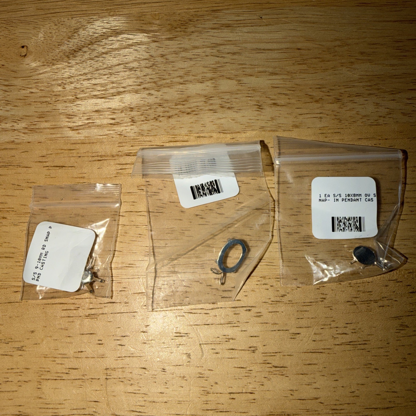 Lot Of 3 Sterling Silver Pendant Snap Castings Assorted Sizes