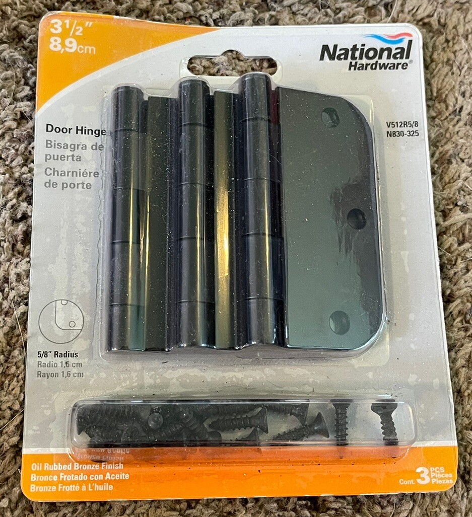 National Hardware 3 1/2” Door Hinge, 3 Pack, Oil Rubbed Bronze, V512R5/8