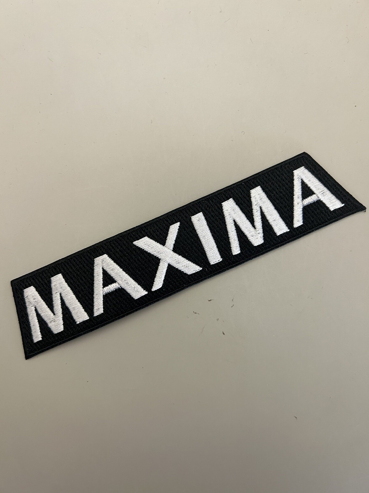 Maxima Embroidered Patch 1.25”x6” Silver On Black Nissan