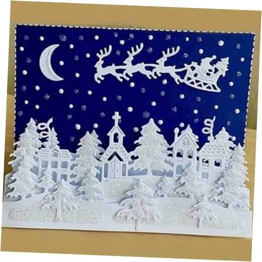 Metal Cutting Die for Scrapbooking, Santa Claus and the Reindeer 5.5 x 4.3 in