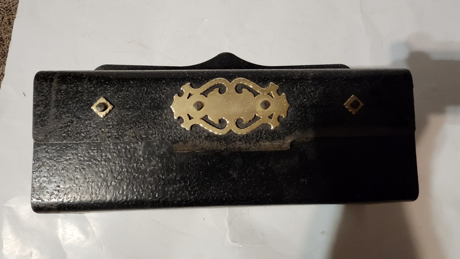 Black Heavy Gauge Steel Mailbox Wall Mount Brass Rustic 16” wide Mail Box 5.5 Lb