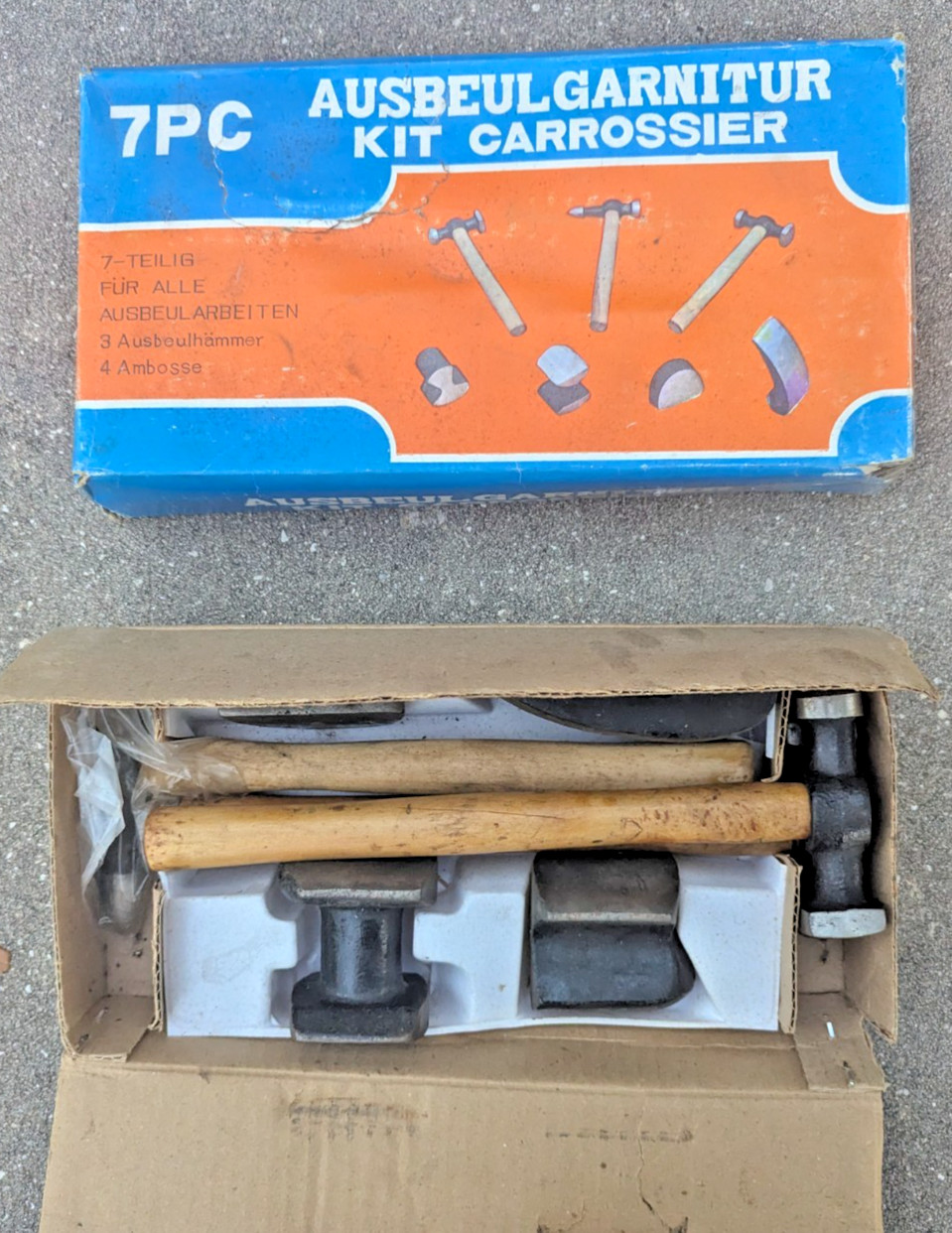 Dent Repair Kit for Body Shop 7 Piece Automotive 3 Dent Hammers 4 Anvils