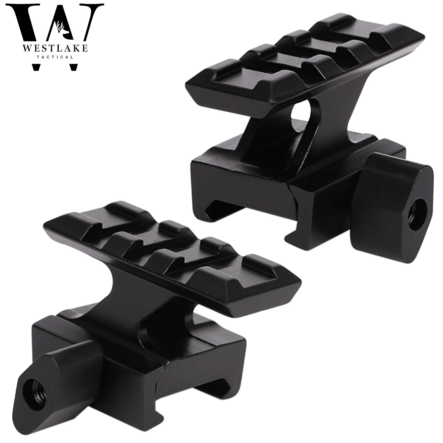 2 PCS Lockdown Picatinny Riser High Profile Red Dot Picatinny Mount 3 Slot
