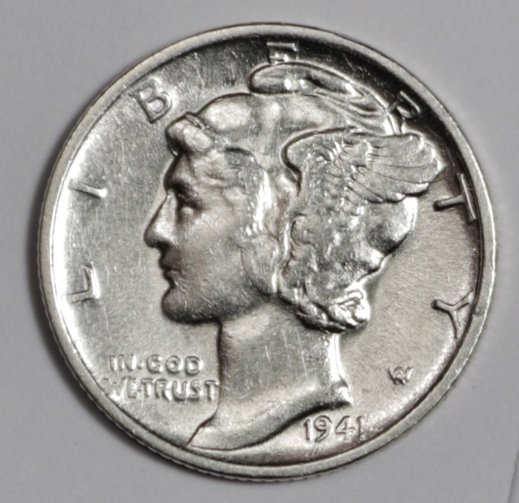 1941-s Mercury Head Dime.  Large "S" Mint Mark.  AU.  201038