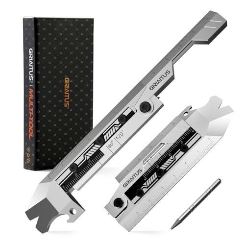 EDC Pry Bar Multitool with Folding Ruler, Compact Pocket Pry Tool with Bottle