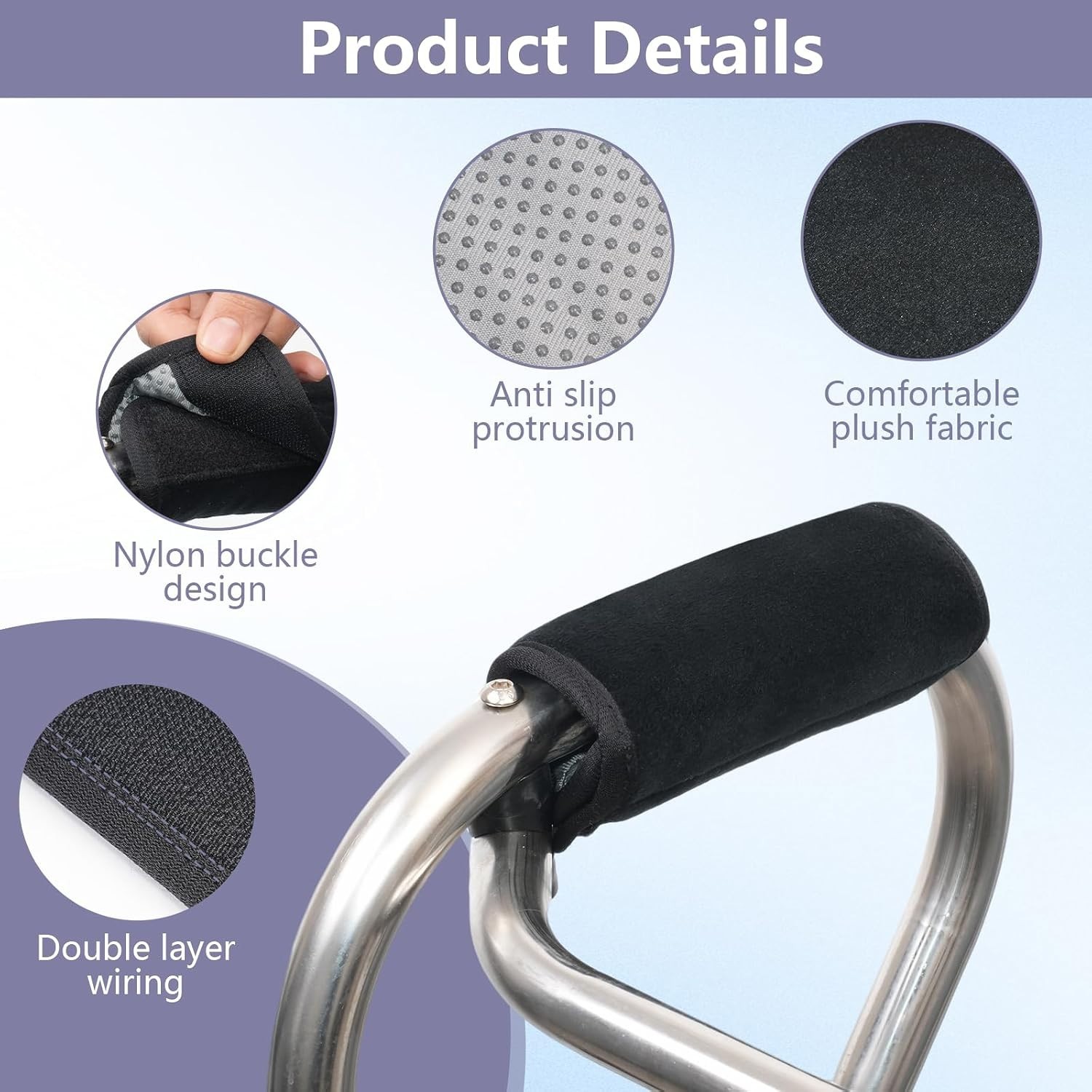 2 Pack Walker Handle Cushions, Soft Non-Slip Padded Covers, Comfortable Moisture