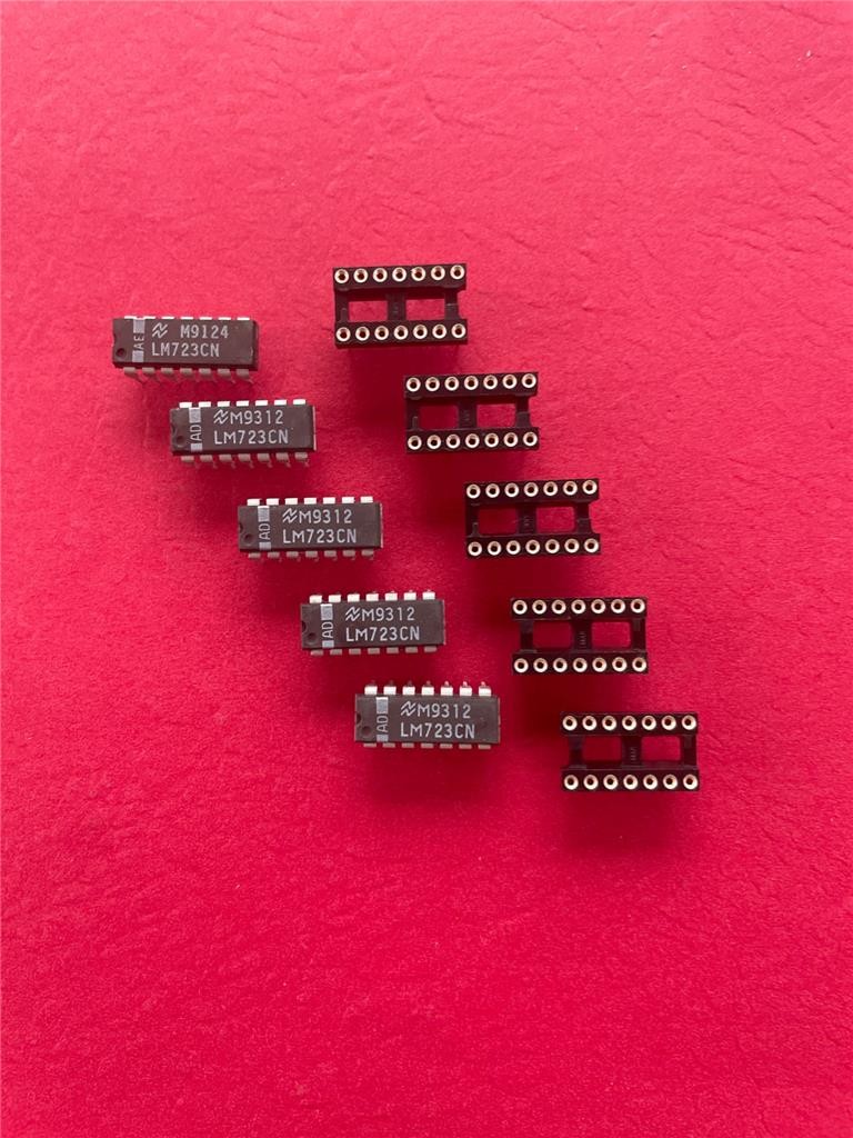 NATIONAL LM723CN LM723 VOLTAGE REGULATOR (Qty 5) With MACHINED SOCKETS  * NEW *