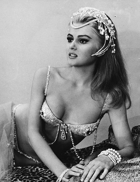 actress Pamela Tiffin wearing a diamantine bikini headdress as she- Old Photo