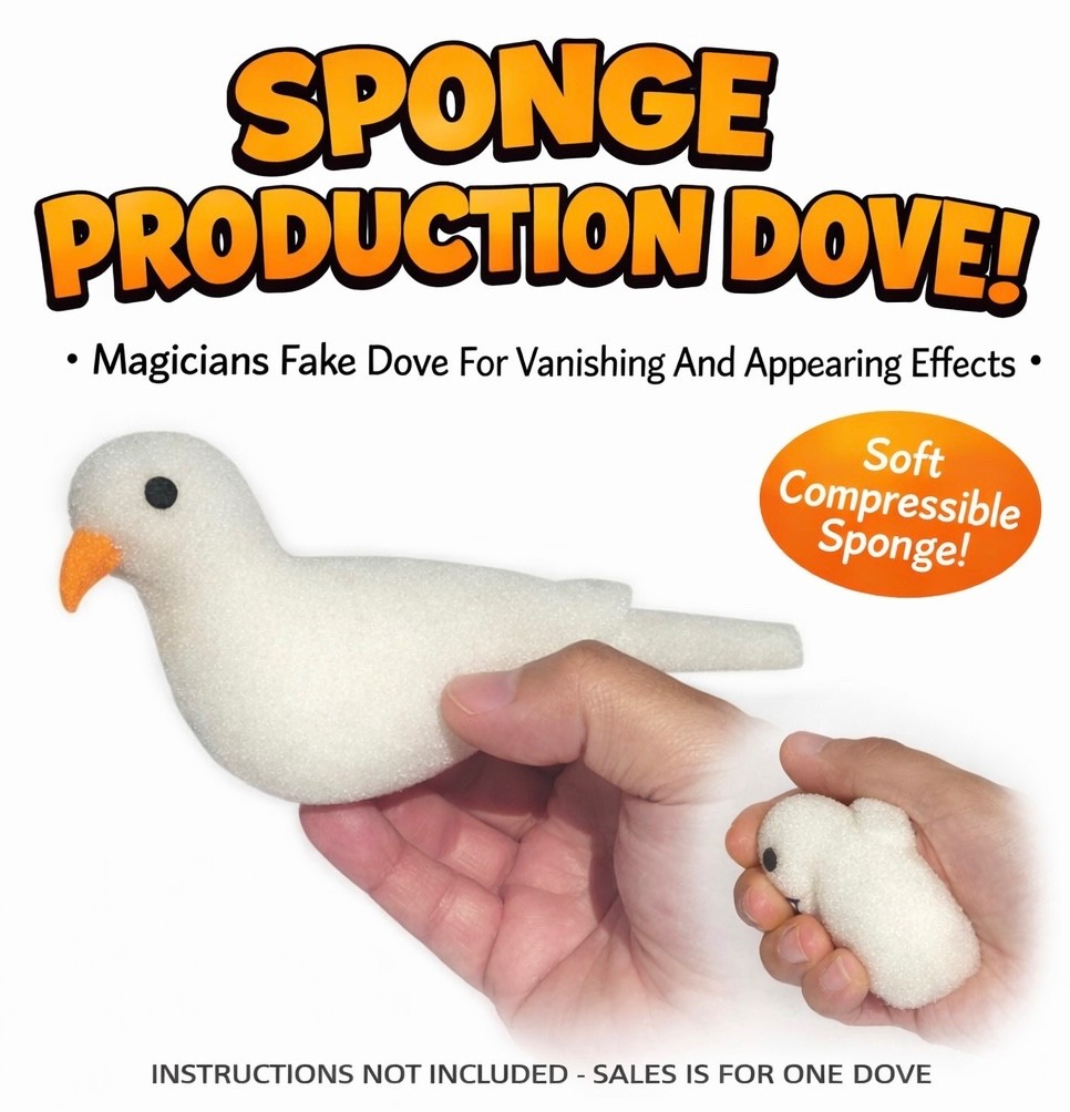 SPONGE PRODUCTION DOVE Appearing Magic Trick Fake White Soft Foam Bird Spring Up