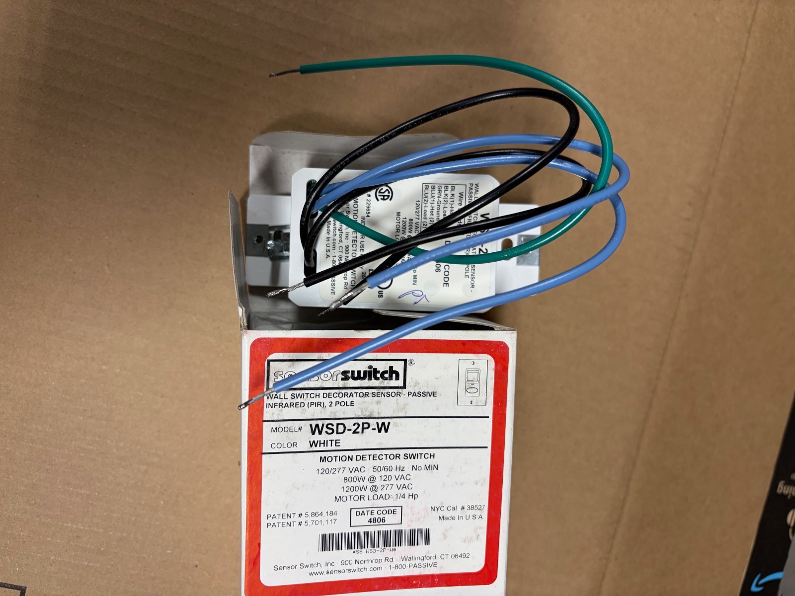 SensorSwitch™ WSD-2P-W, Motion Detector Switch - WHITE —SHIPS FREE—