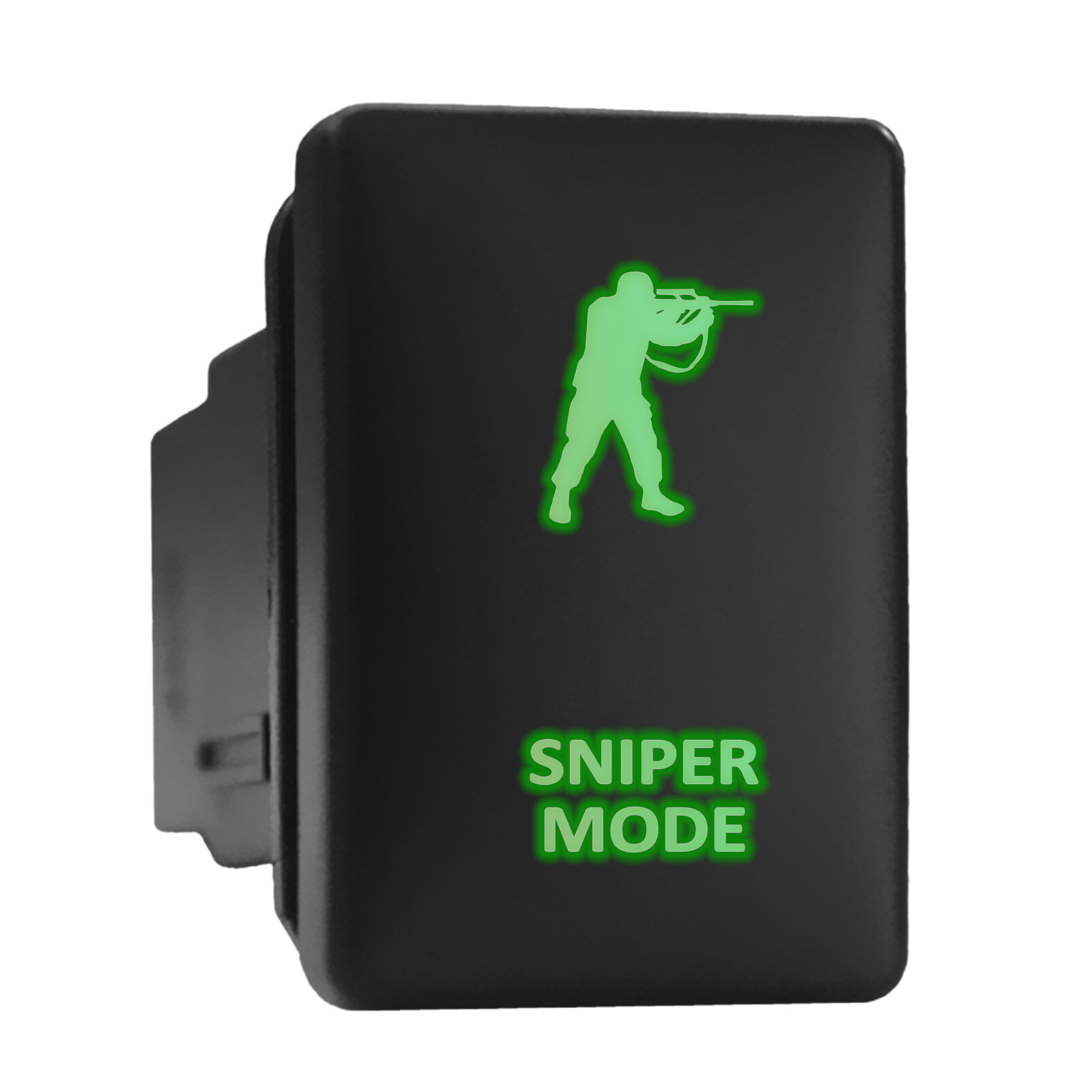 SNIPER MODE Green LED Backlit Short Push Button 1.28"x 0.87" (Fit: Toyota)
