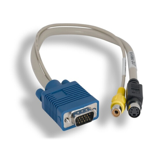 Kentek 1' ft VGA Male to S-Video+RCA Female Adapter PC Video Card Connect to TV