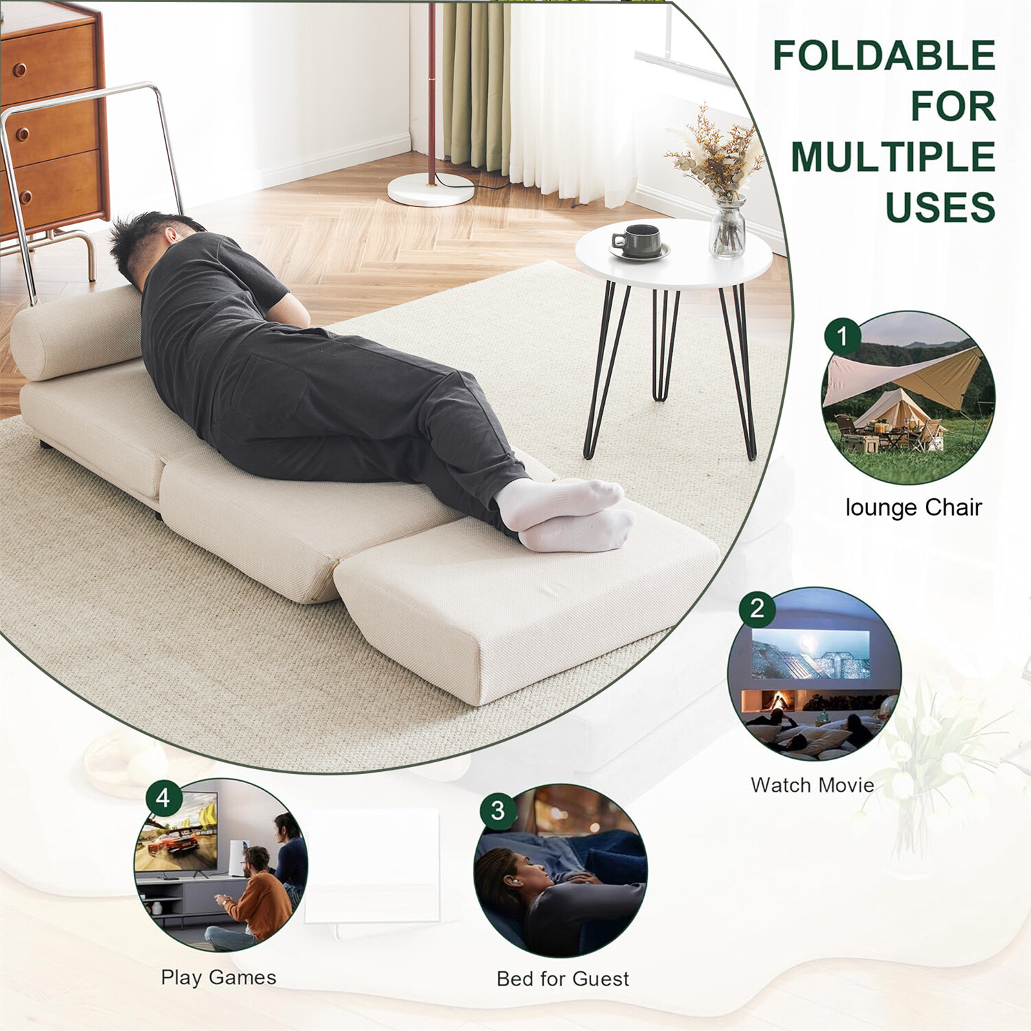 Convertible Sleeper Sofa Bed Floor Sofa Single Sofa Chairs Folding Sofa Bed US