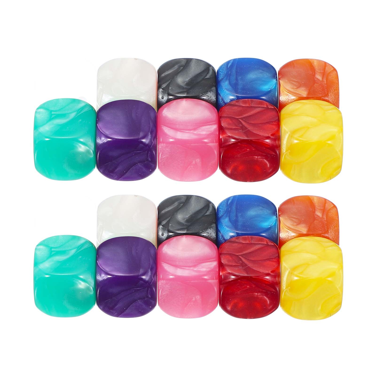 16 mm Dice Blank 90 Pcs Rounded Corner with Pearl Smoothed Surface Multicolor