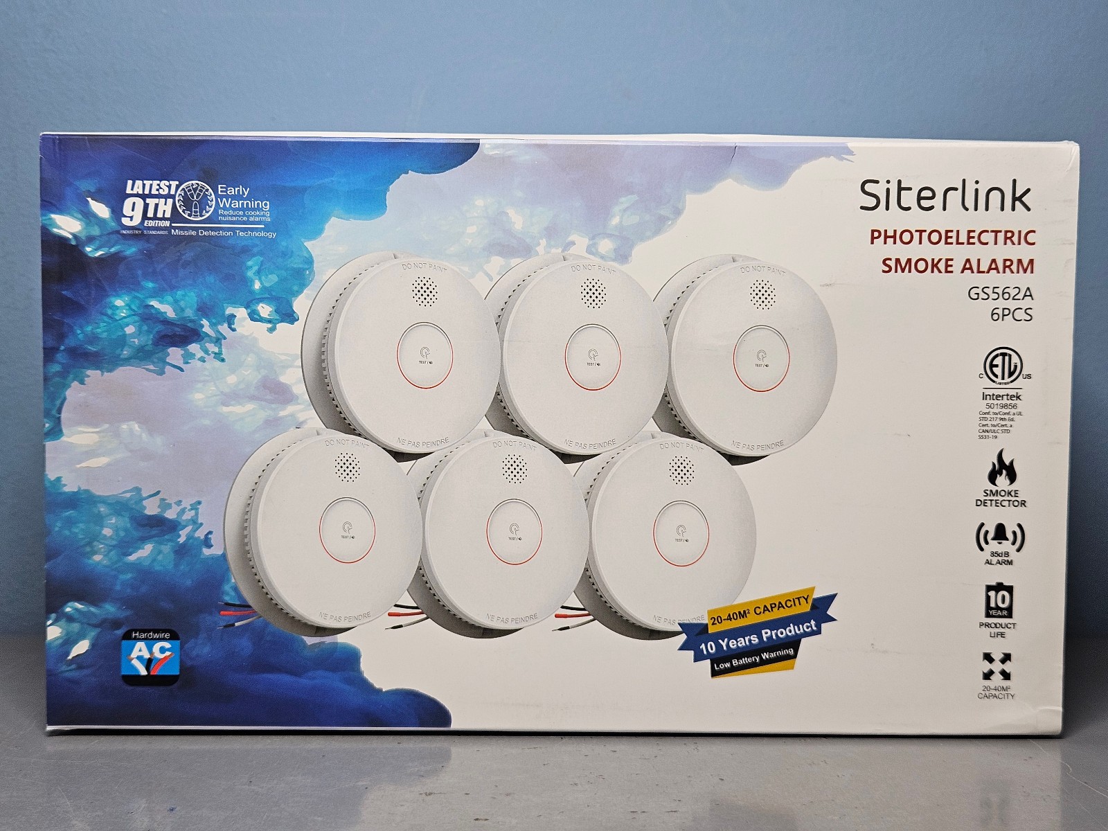 Siterlink Photoelectric Smoke Alarm GS562A 6pk Wired - New & Sealed